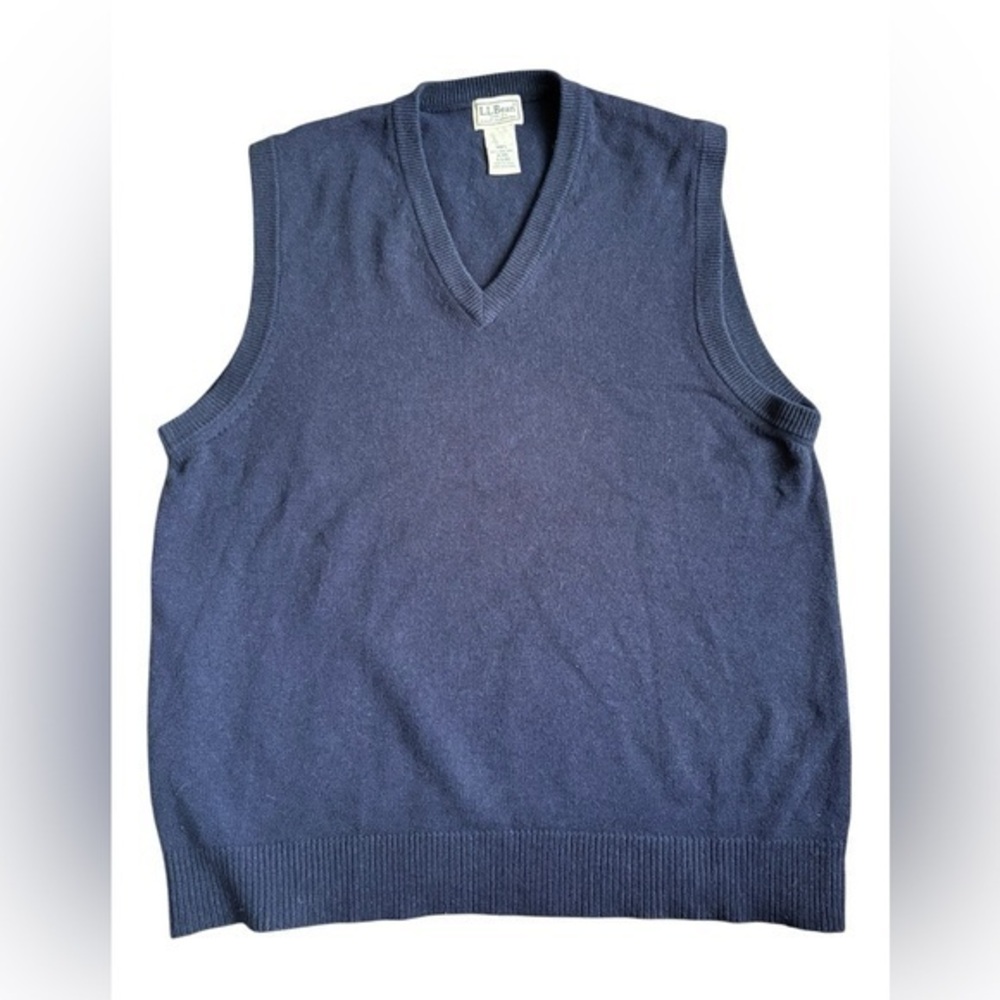 VTG LL Bean blue Lambs Wool Vest size Medium
